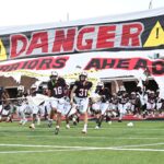 Thompson takes the field before its 49–0 victory over Vestavia Hills in 2026. Photo: Thompson High School Athletics